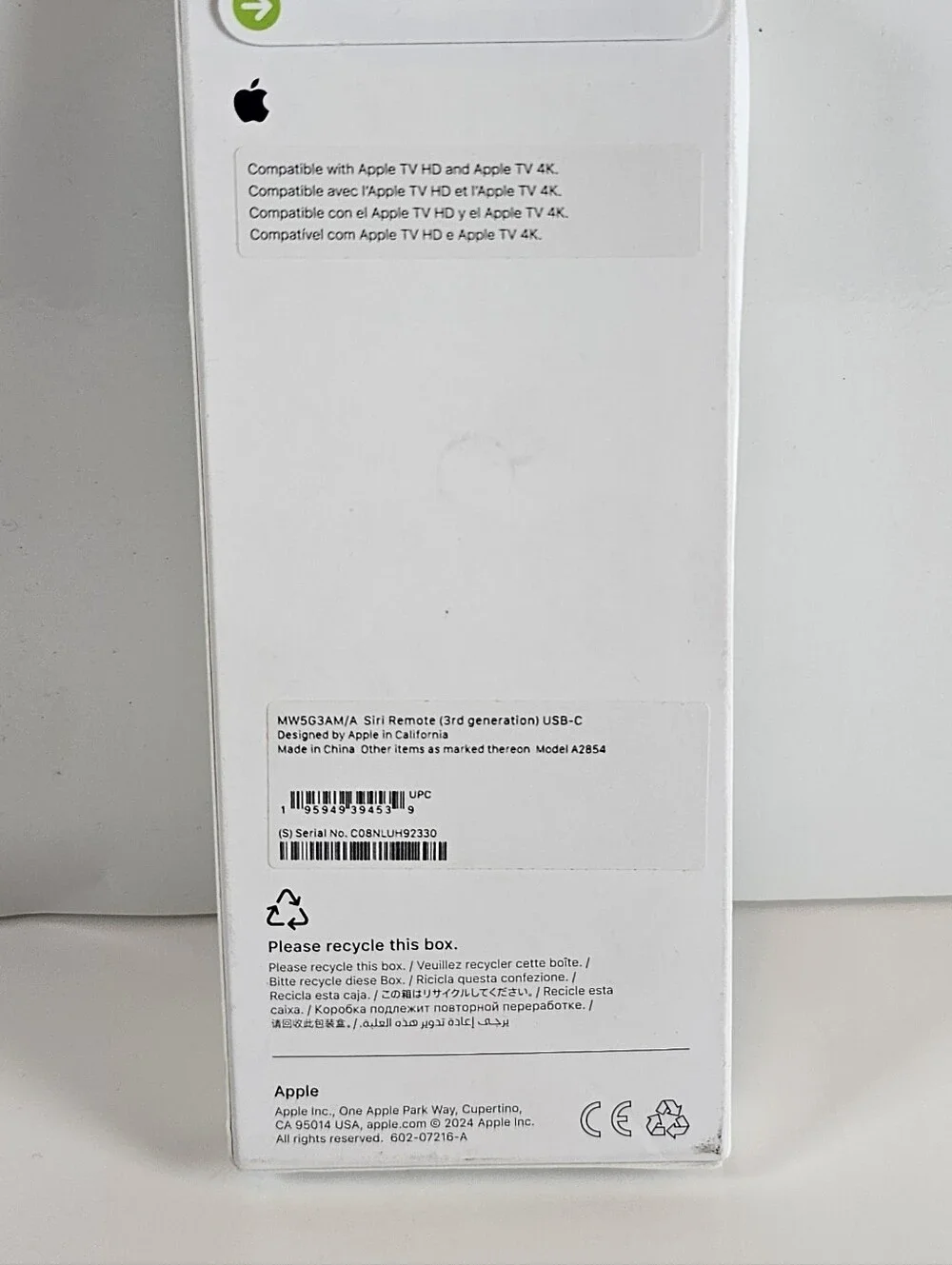 Apple Siri Remote (3rd Generation) USB-C for Apple TV 4K | Open Box Like New